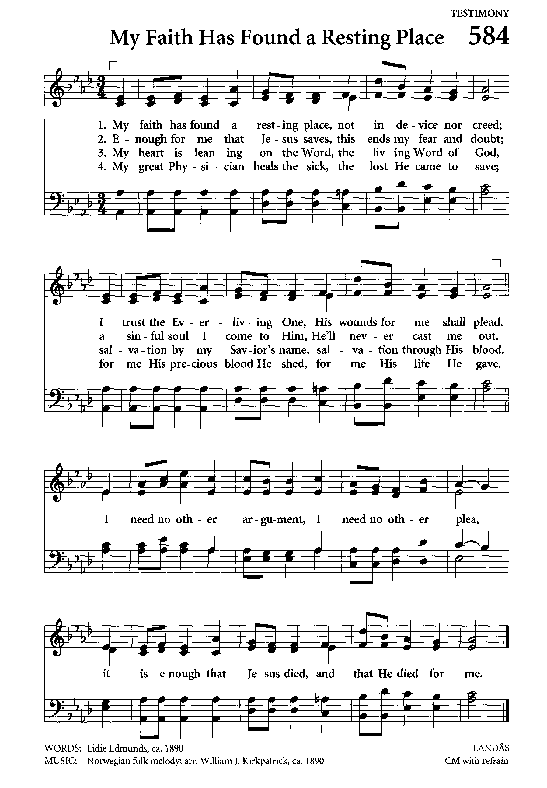My Faith Has Found a Resting Place hymn sheet music